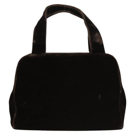 PRADA Hand Bag Velor Dark Brown Auth MY263 - 0