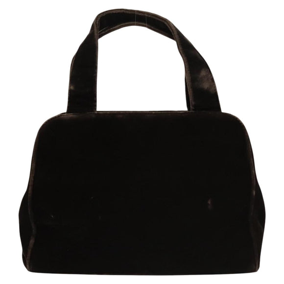 PRADA Hand Bag Velor Dark Brown Auth MY263