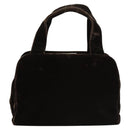PRADA Hand Bag Velor Dark Brown Auth MY263-3