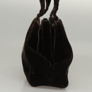 PRADA Hand Bag Velor Dark Brown Auth MY263-5