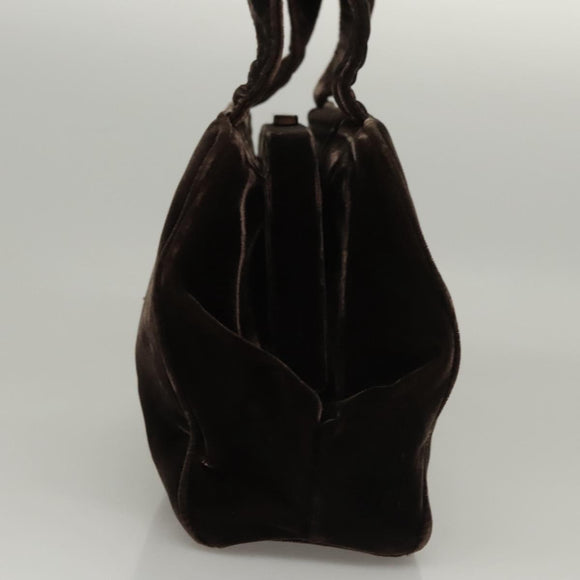 PRADA Hand Bag Velor Dark Brown Auth MY263