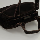 PRADA Hand Bag Velor Dark Brown Auth MY263-6