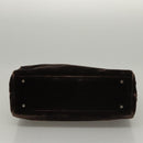 PRADA Hand Bag Velor Dark Brown Auth MY263-9