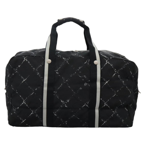 CHANEL New Travel line Boston Bag Nylon 2way Black CC Auth MY277