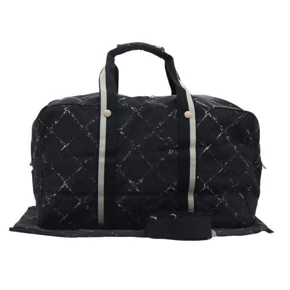 CHANEL New Travel line Boston Bag Nylon 2way Black CC Auth MY277