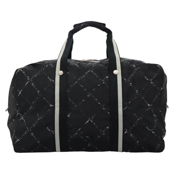 CHANEL New Travel line Boston Bag Nylon 2way Black CC Auth MY277