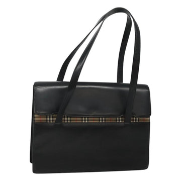 BURBERRY Shoulder Bag Leather Black Auth MY280