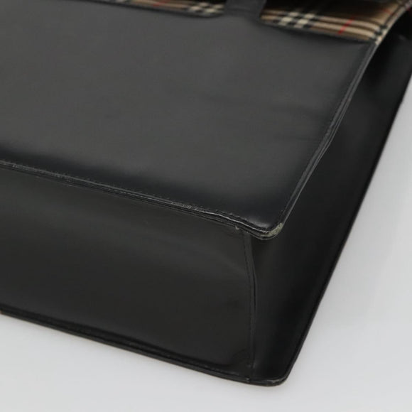 BURBERRY Shoulder Bag Leather Black Auth MY280