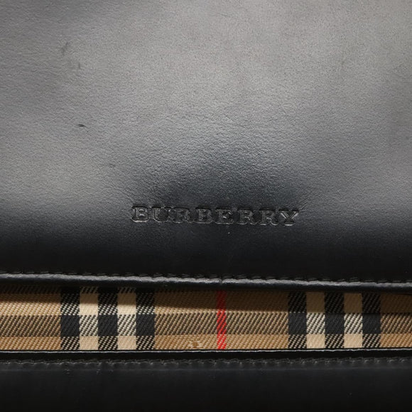 BURBERRY Shoulder Bag Leather Black Auth MY280
