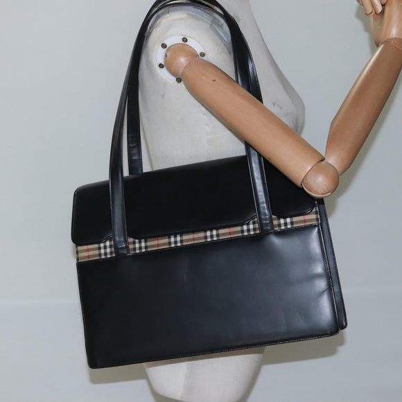BURBERRY Shoulder Bag Leather Black Auth MY280