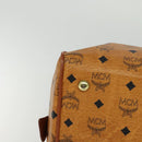 MCM Vicetos Logogram Boston Bag PVC Leather Brown Auth MY295-9