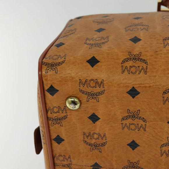 MCM Vicetos Logogram Boston Bag PVC Leather Brown Auth MY295