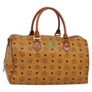 MCM Vicetos Logogram Boston Bag PVC Leather Brown Auth MY295-1