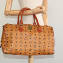 MCM Vicetos Logogram Boston Bag PVC Leather Brown Auth MY295-20