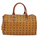 MCM Vicetos Logogram Boston Bag PVC Leather Brown Auth MY295-13