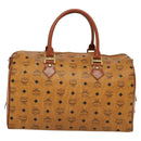 MCM Vicetos Logogram Boston Bag PVC Leather Brown Auth MY295-2