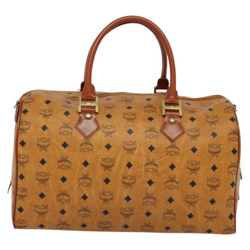 MCM Vicetos Logogram Boston Bag PVC Leather Brown Auth MY295 - 0