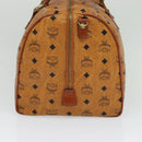 MCM Vicetos Logogram Boston Bag PVC Leather Brown Auth MY295-4