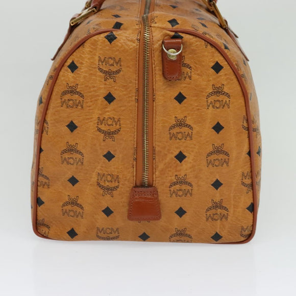 MCM Vicetos Logogram Boston Bag PVC Leather Brown Auth MY295