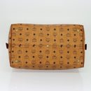 MCM Vicetos Logogram Boston Bag PVC Leather Brown Auth MY295-5