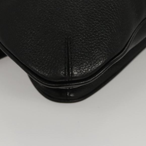 MCM Chain Shoulder Bag Leather Black Gold Auth MY306