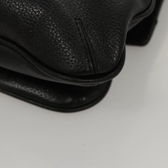 MCM Chain Shoulder Bag Leather Black Gold Auth MY306