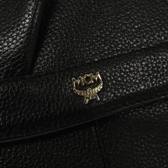 MCM Chain Shoulder Bag Leather Black Gold Auth MY306