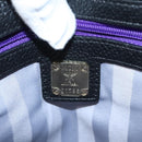 MCM Chain Shoulder Bag Leather Black Gold Auth MY306-12