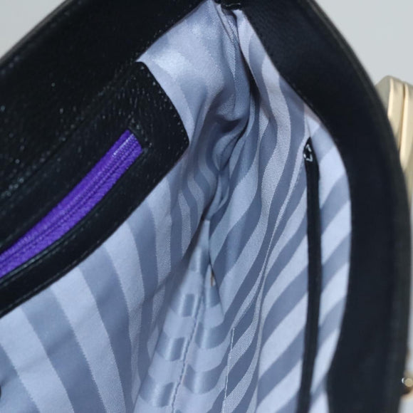 MCM Chain Shoulder Bag Leather Black Gold Auth MY306