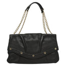 MCM Chain Shoulder Bag Leather Black Gold Auth MY306-13