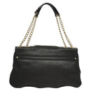 MCM Chain Shoulder Bag Leather Black Gold Auth MY306-2