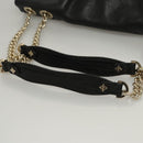 MCM Chain Shoulder Bag Leather Black Gold Auth MY306-7