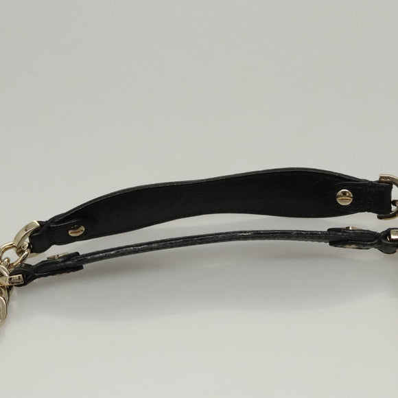 MCM Chain Shoulder Bag Leather Black Gold Auth MY306