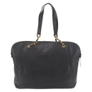 CHANEL COCO Mark Chain Tote Bag Caviar Skin Black CC Auth MY307-2