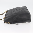 CHANEL COCO Mark Chain Tote Bag Caviar Skin Black CC Auth MY307-4