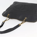 CHANEL COCO Mark Chain Tote Bag Caviar Skin Black CC Auth MY307-6