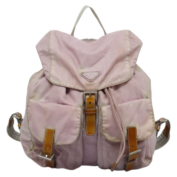 PRADA Backpack Nylon Pink Silver Auth MY315