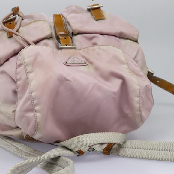 PRADA Backpack Nylon Pink Silver Auth MY315