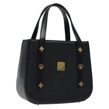 MCM Hand Bag Leather Black Gold Auth MY326