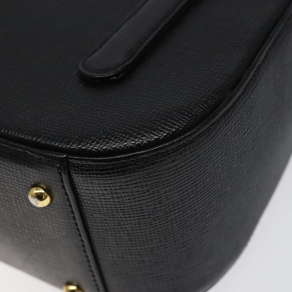MCM Hand Bag Leather Black Gold Auth MY326