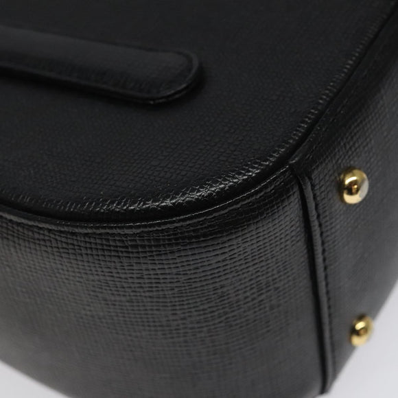 MCM Hand Bag Leather Black Gold Auth MY326