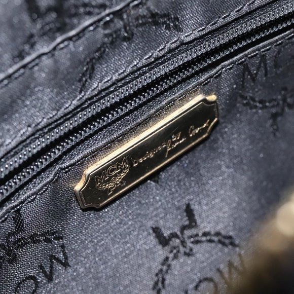 MCM Hand Bag Leather Black Gold Auth MY326