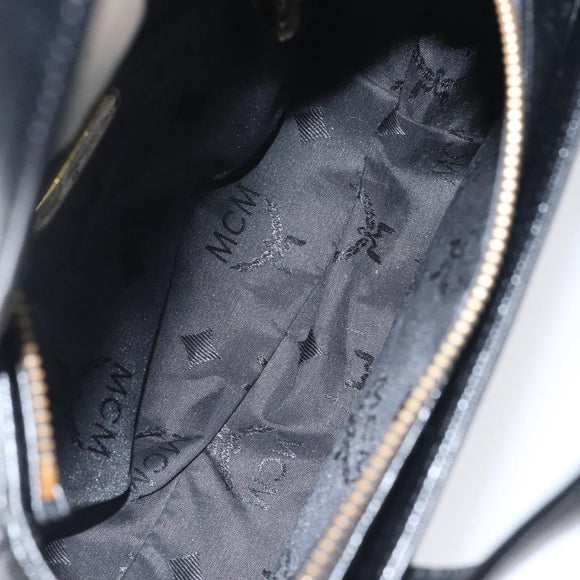 MCM Hand Bag Leather Black Gold Auth MY326