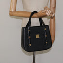 MCM Hand Bag Leather Black Gold Auth MY326-21