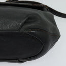 MCM Chain Shoulder Bag Leather Gray Gold Auth MY336-15