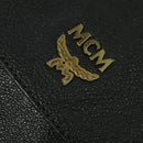 MCM Chain Shoulder Bag Leather Gray Gold Auth MY336-18