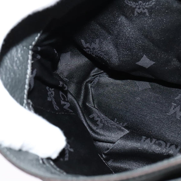 MCM Chain Shoulder Bag Leather Gray Gold Auth MY336