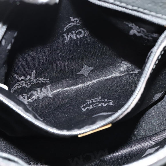 MCM Chain Shoulder Bag Leather Gray Gold Auth MY336