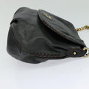 MCM Chain Shoulder Bag Leather Gray Gold Auth MY336-4