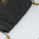 MCM Chain Shoulder Bag Leather Gray Gold Auth MY336-6